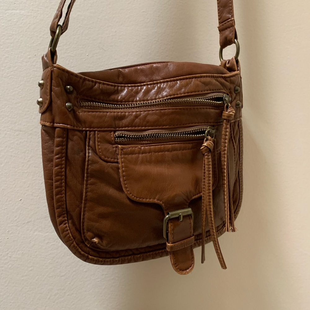 Cute tan leather small shoulder bag